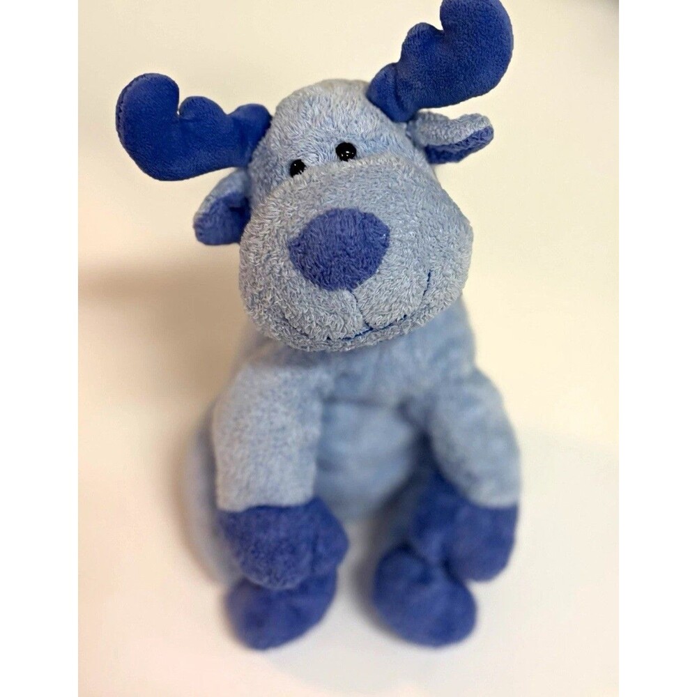 Ty Pluffies Blue Moose Plush Beanbag Stuffed Animal 2002 MPN 3185